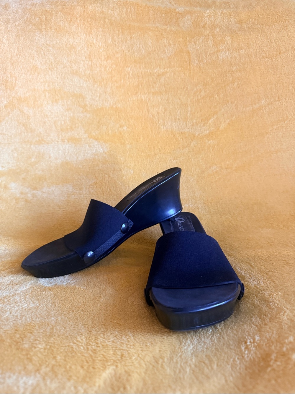 Classic Black Wedge Slide Sandals